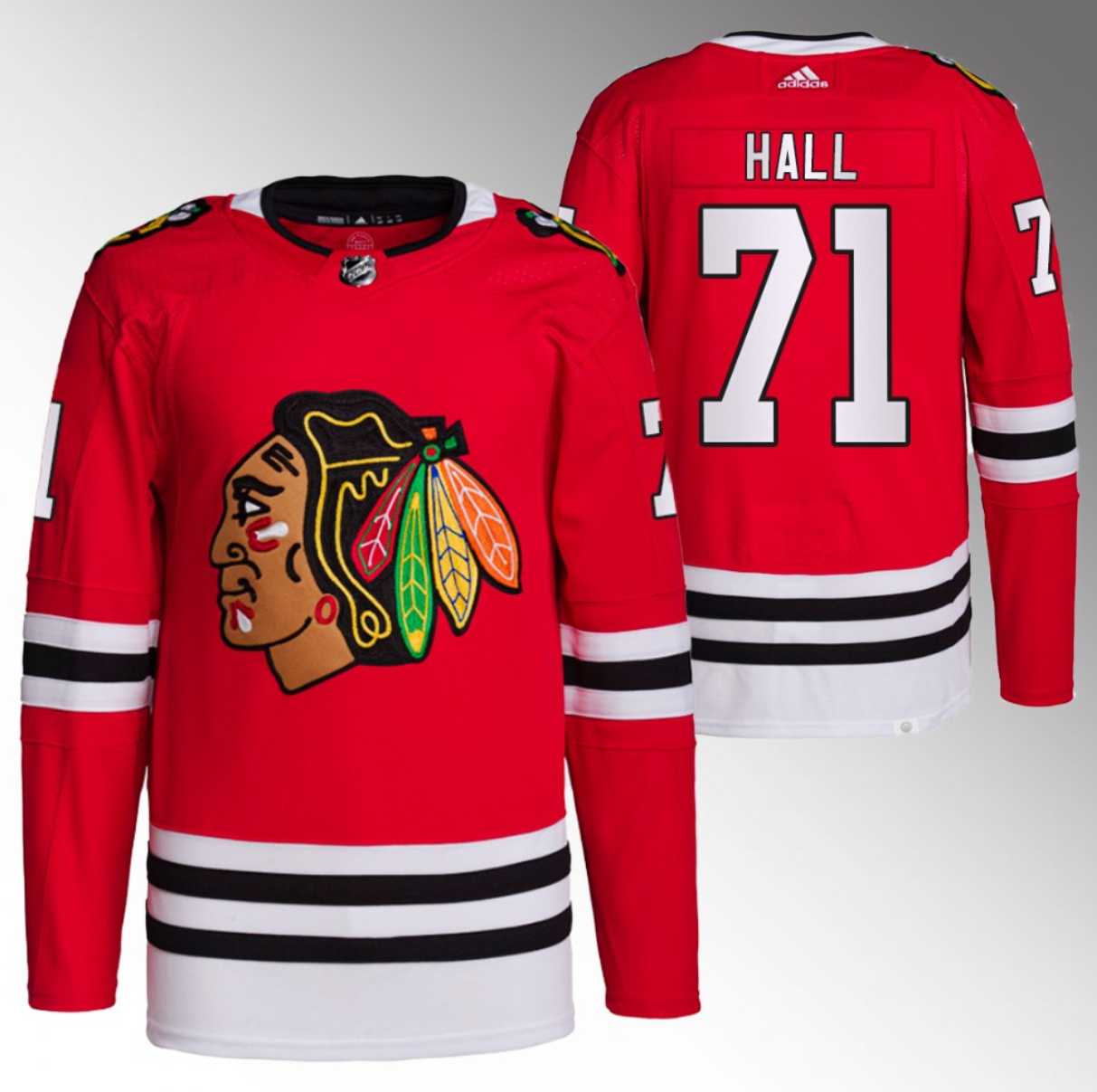 Men%27s Chicago Blackhawks #71 Taylor Hall Red Stitched Hockey Jersey